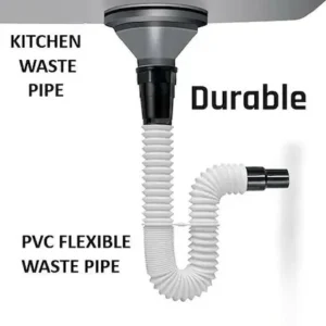 PVC Waste Pipe for Bathroom Wash Basin Kitchen Sink | Drain Pipe | White|Black PVC Waste Pipe for kitchen 80 cm Flexible Hose/Outlet Tube Connector for Basin Hose Pipe (80 m)